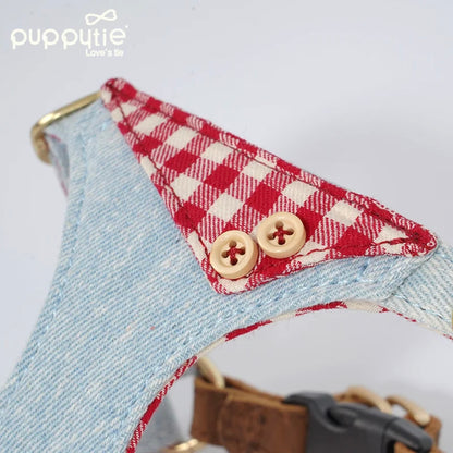Conjunto de arnés y correa de mezclilla Puppytie para perros