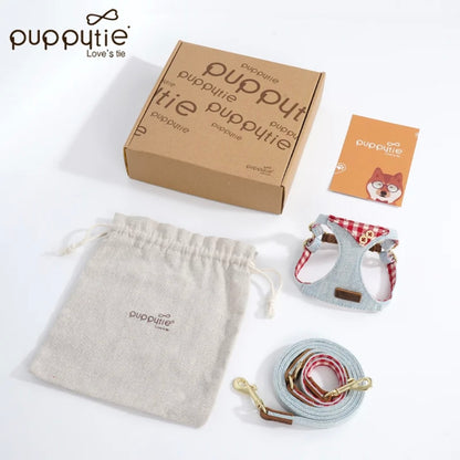 Conjunto de arnés y correa de mezclilla Puppytie para perros