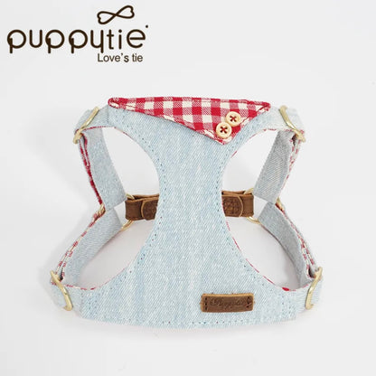 Conjunto de arnés y correa de mezclilla Puppytie para perros