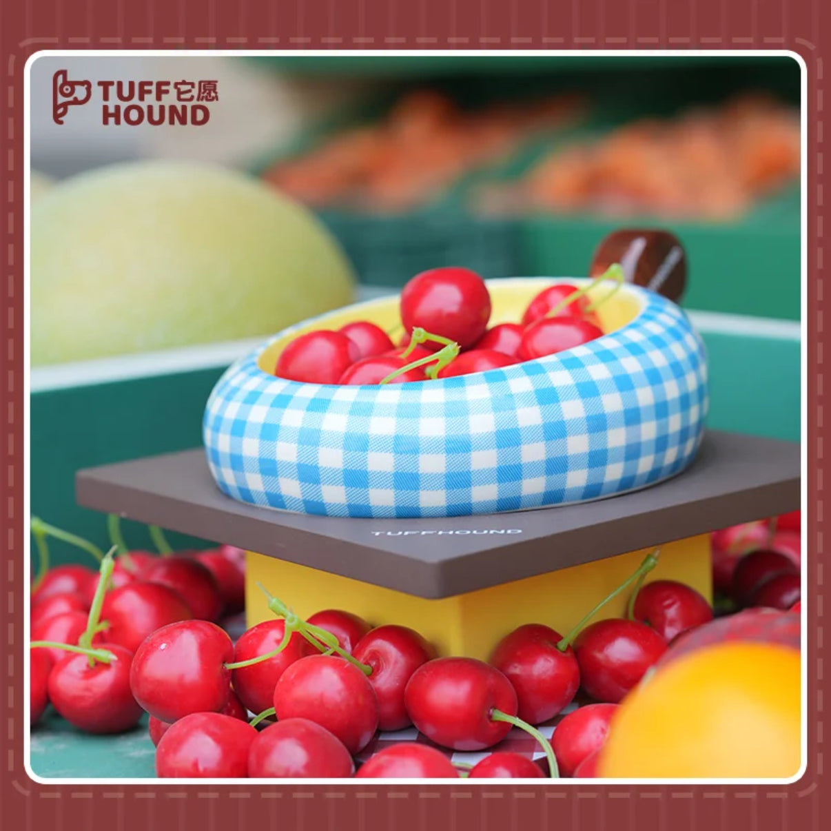 TUFFHOUND Raised Ceramic Pet Bowl with Wood Stand