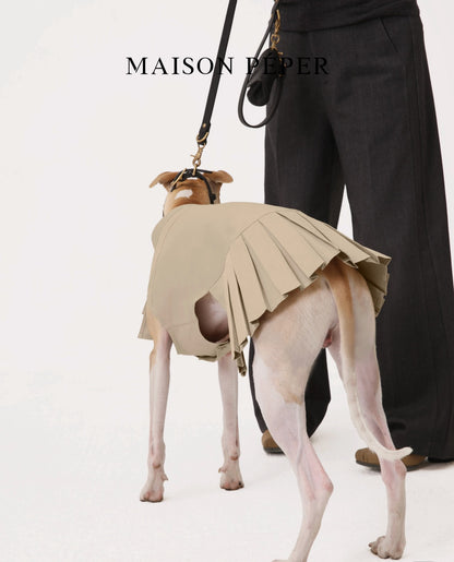 Water-Repellent Pleated Sighthound Dog Dress