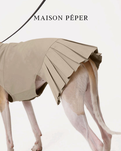 Water-Repellent Pleated Sighthound Dog Dress