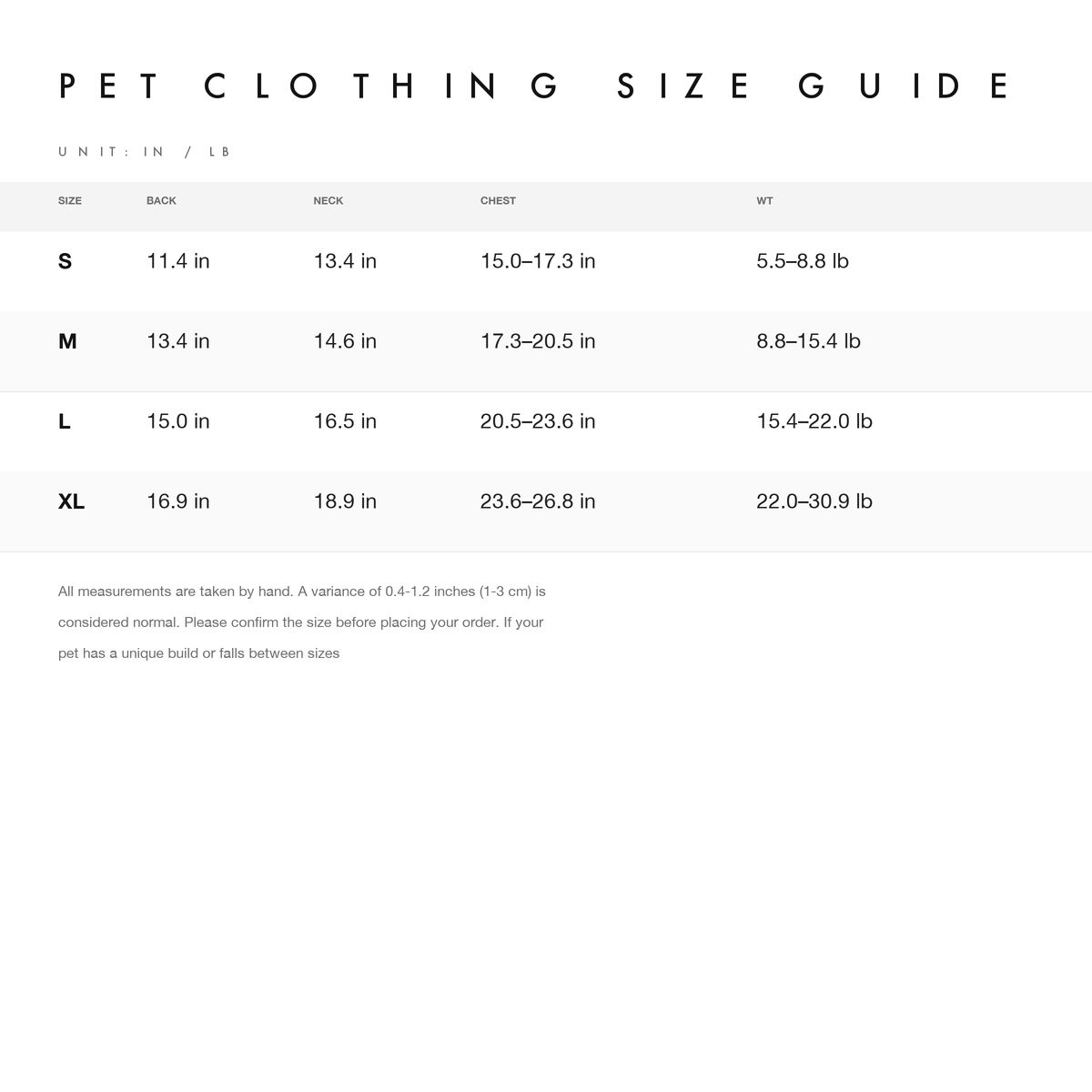 Size chart — measurements for LAZY EAZY Faux Fur-Lined Windproof Cape