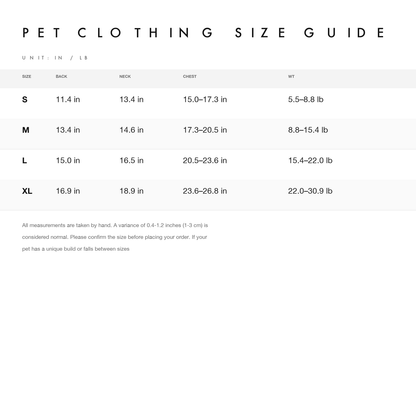 Size chart — measurements for LAZY EAZY Faux Fur-Lined Windproof Cape