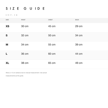 Size chart — measurements for "Bread Crumb" Reversible Pet Windbreaker