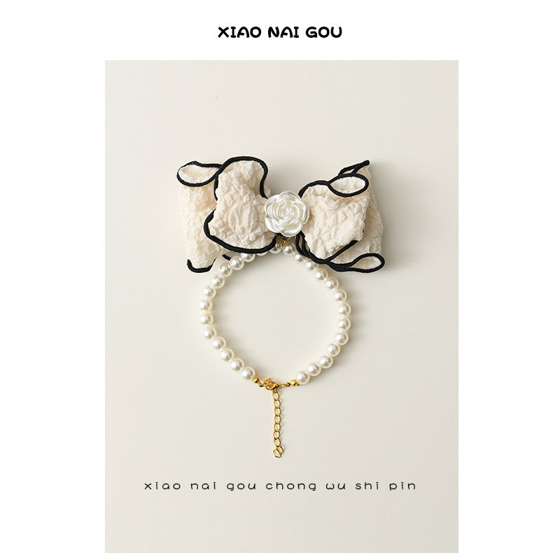 Bow Pearl Pet Necklace Collar