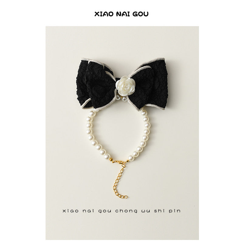 Bow Pearl Pet Necklace Collar