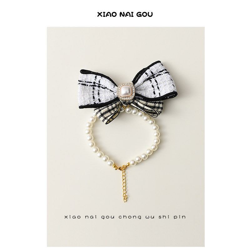 Bow Pearl Pet Necklace Collar