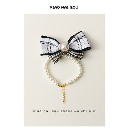 Collar de Mascota con Perlas y Moño