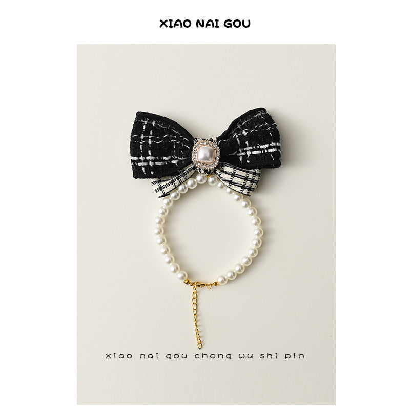 Bow Pearl Pet Necklace Collar