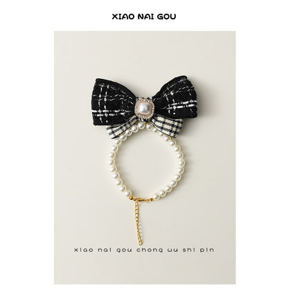 Collar de Mascota con Perlas y Moño
