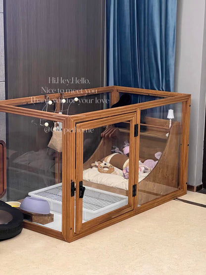 Scenery Solid Wood Acrylic Pet Fence