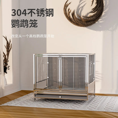 304 Stainless Steel Anti-Splash Parrot Mansion Cage