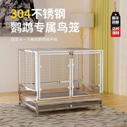 304 Stainless Steel Anti-Splash Parrot Mansion Cage