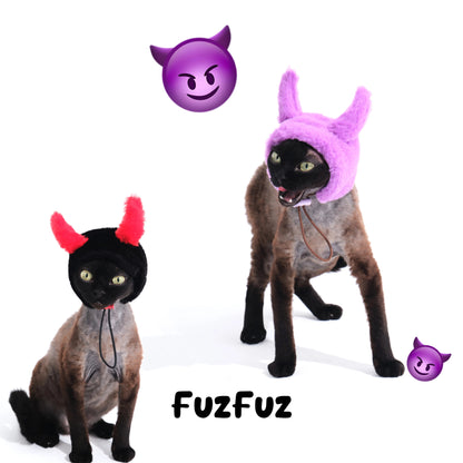 Gorro de peluche para mascotas FuzFuz Cuernos del Diablo