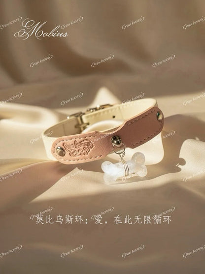 Möbius Colorblock Crystal Leather Pet Collar Necklace