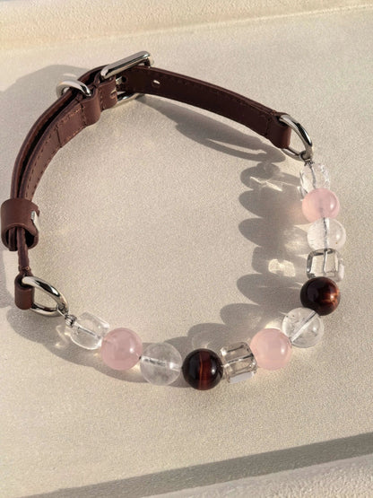 Rose Quartz Tiger Eye Pet Necklace Collar