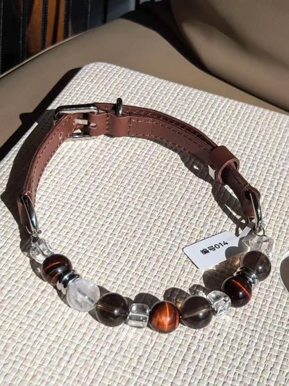 Red Tiger Eye Pet Necklace and Owner Bracelet