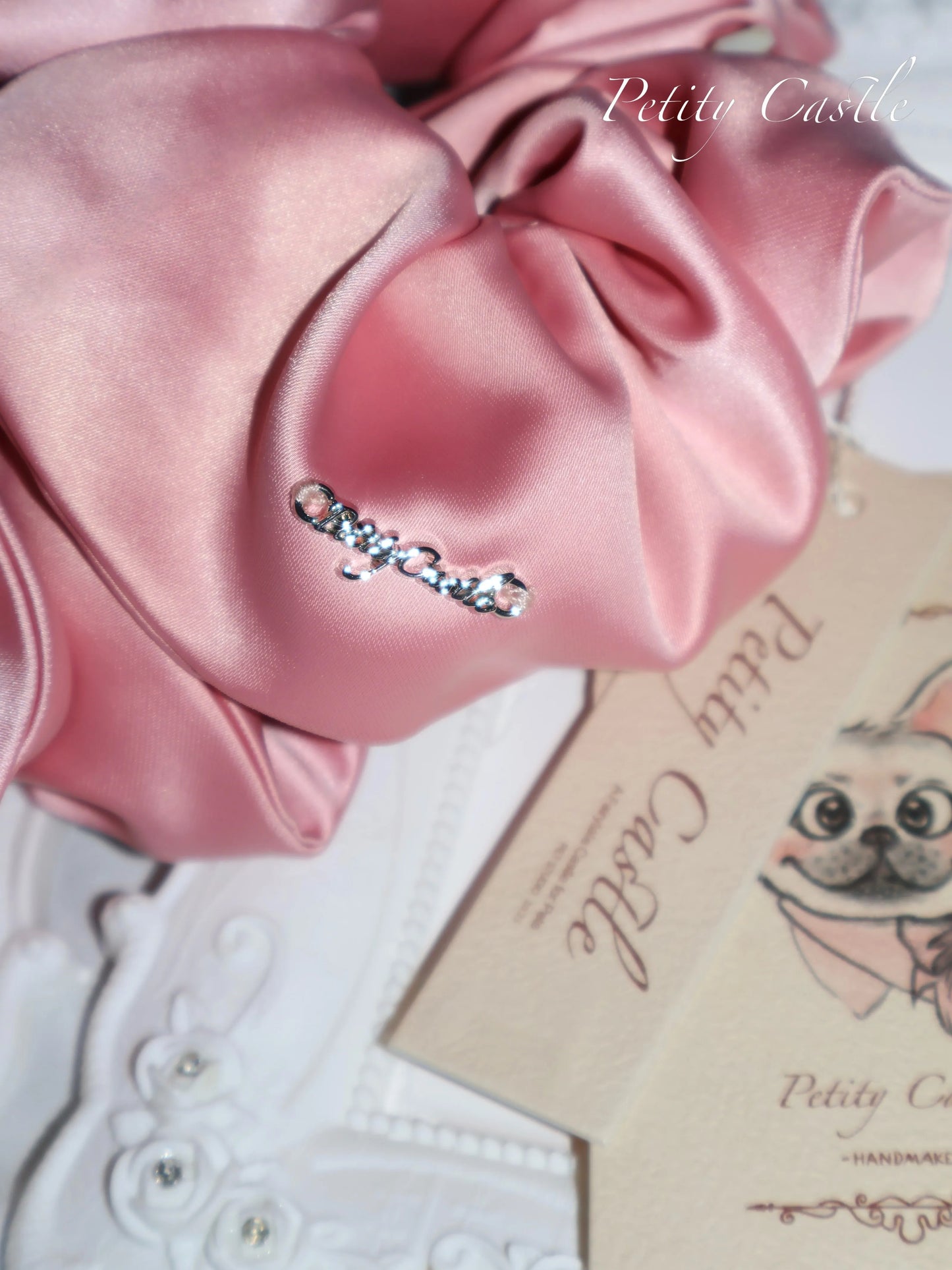 Petity Castle Dog Satin Scrunchie
