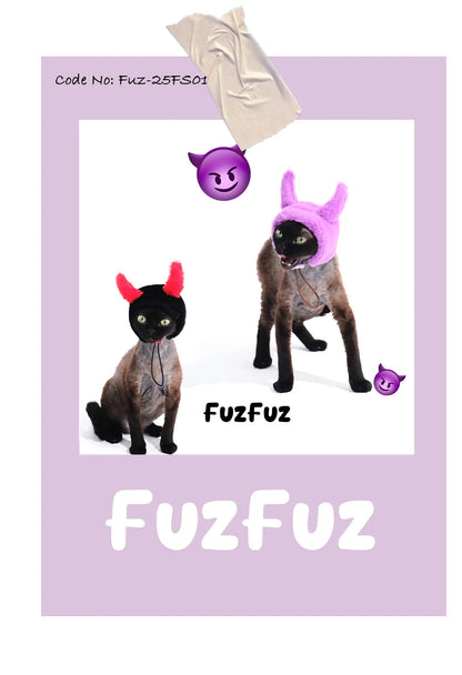 Gorro de peluche para mascotas FuzFuz Cuernos del Diablo