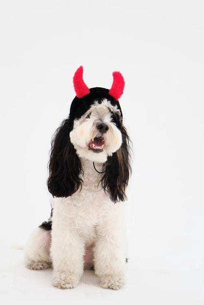 Gorro de peluche para mascotas FuzFuz Cuernos del Diablo