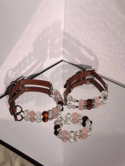 Rose Quartz Tiger Eye Pet Necklace Collar