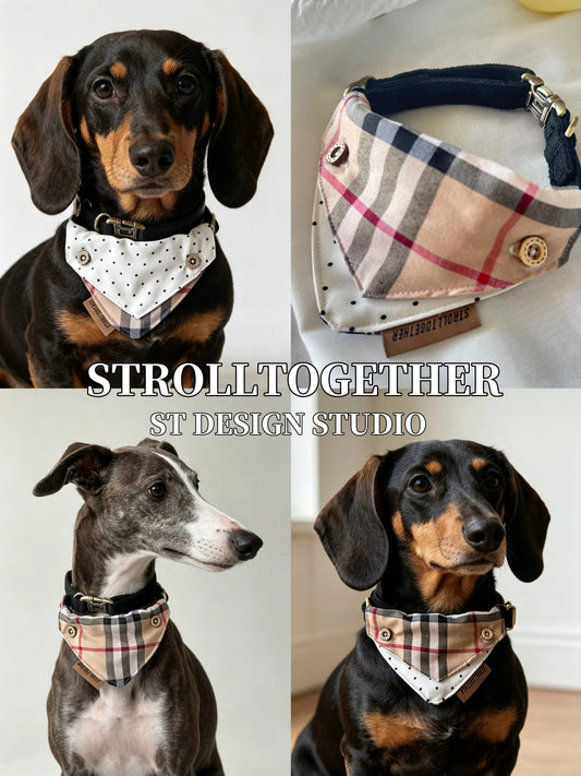 Four-Way Plaid Polka Dot Dog Bandana Collar