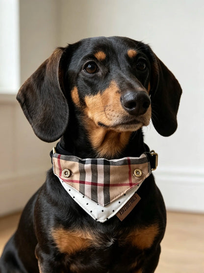 Four-Way Plaid Polka Dot Dog Bandana Collar