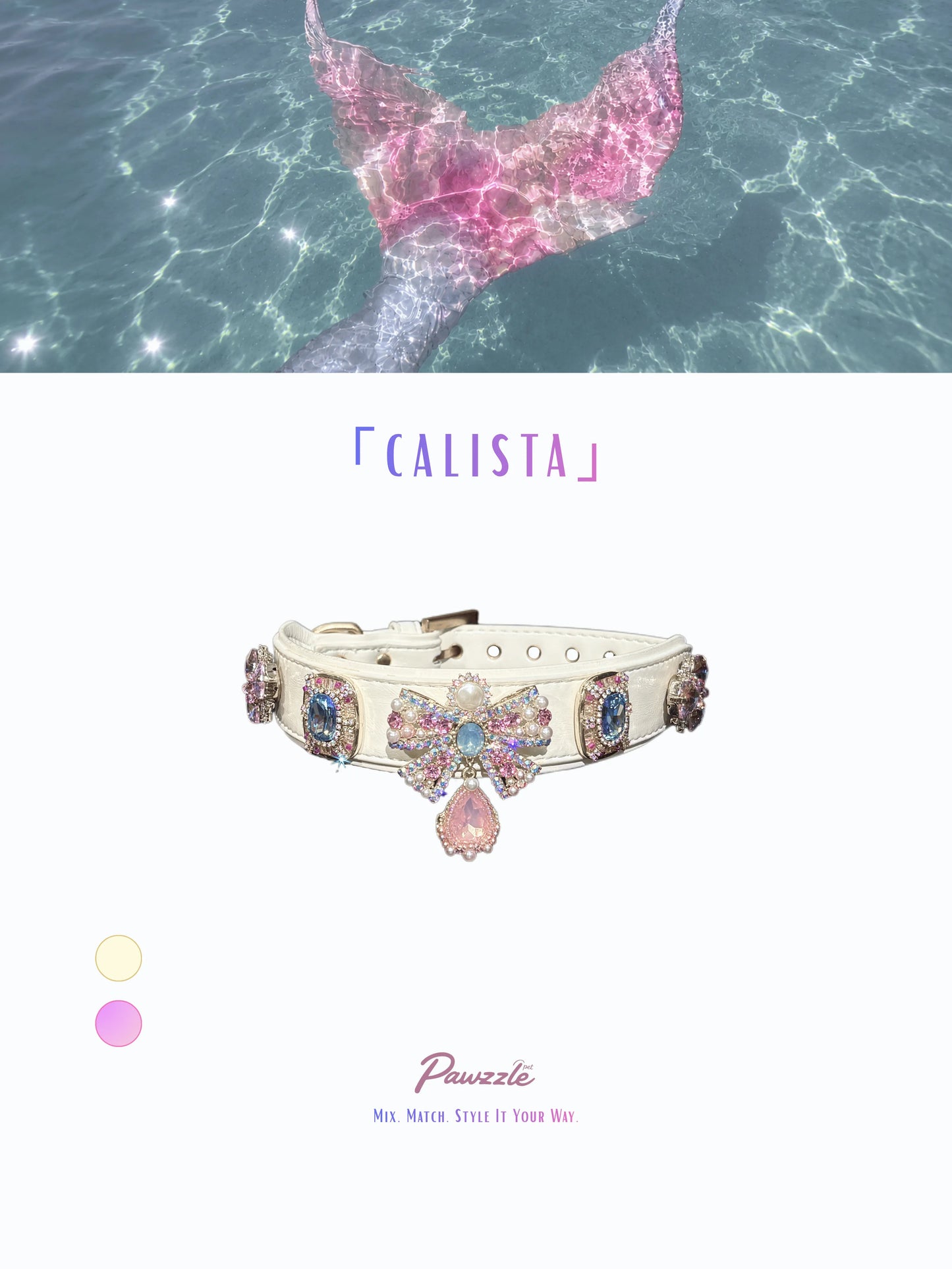 Calista Pearl Pet Collar Necklace with Mermaid Tears