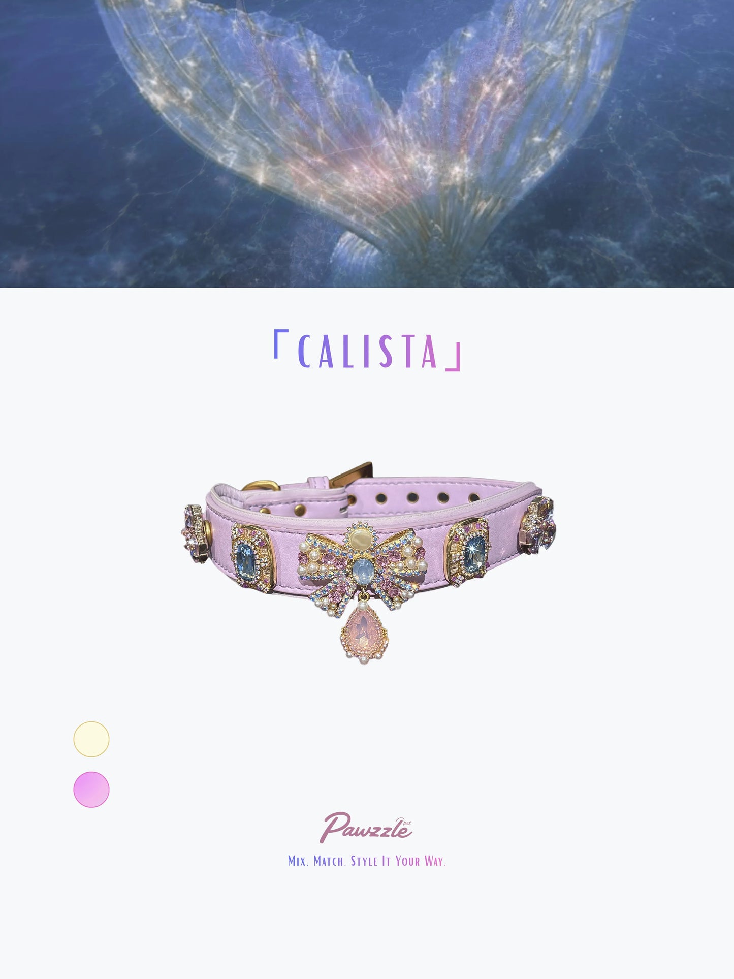 Calista Pearl Pet Collar Necklace with Mermaid Tears
