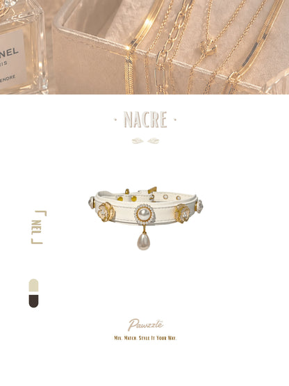 Classic French-Inspired Pet Collar with 5 Charms