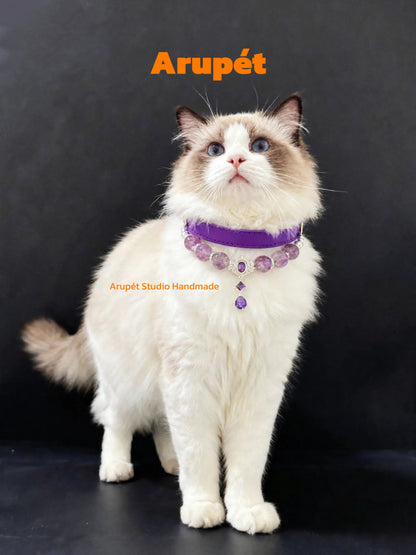 Amethyst Leather Pet Collar Necklace & Matching Bracelet