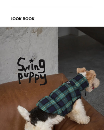 Green Plaid Dog Down Coat