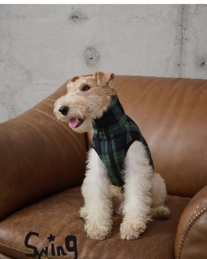 Green Plaid Dog Down Coat