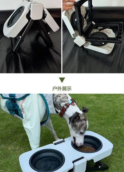 Portable Foldable Double Dog Bowl Stand