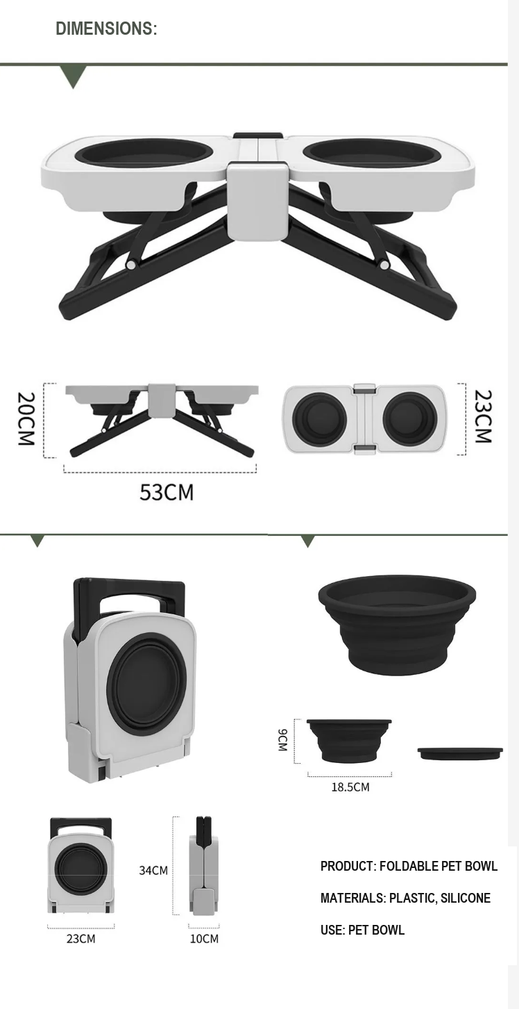 Portable Foldable Double Dog Bowl Stand