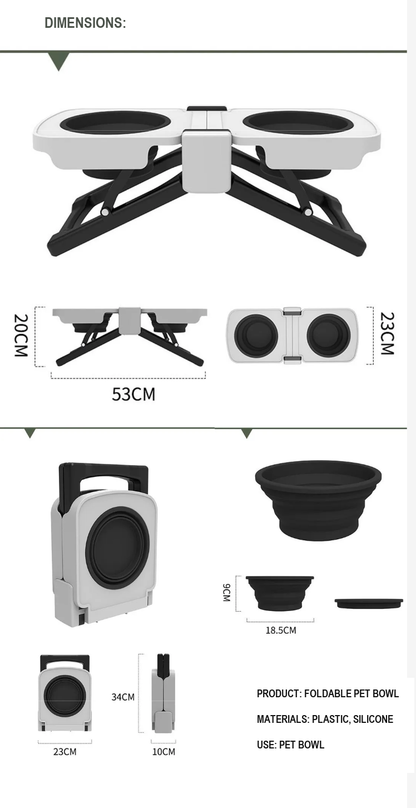 Portable Foldable Double Dog Bowl Stand