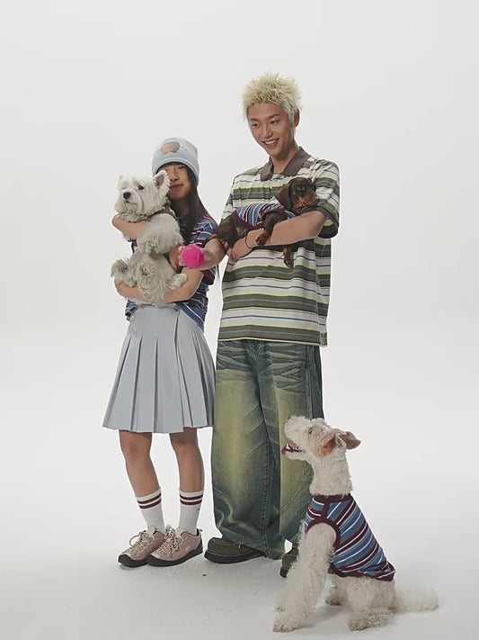 Jiangnan x andallpet Striped Vest Matching Set